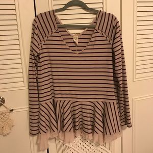 Soft and flowy long sleeve striped FP top